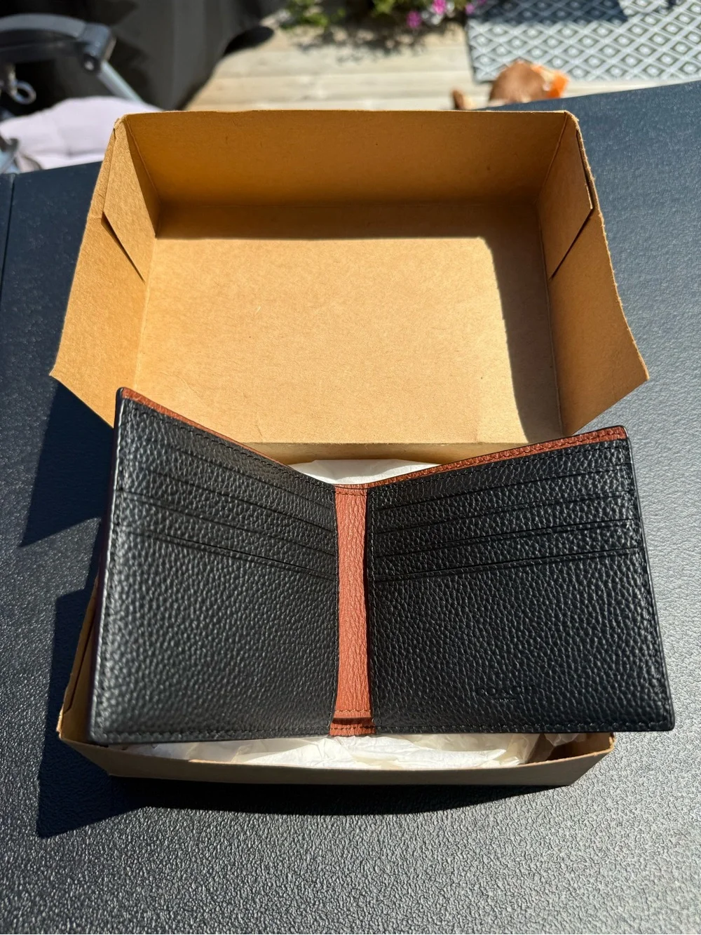 New Coach Black Pebbled Leather Bi-Fold Card & Key with Embossed Logo Wallet